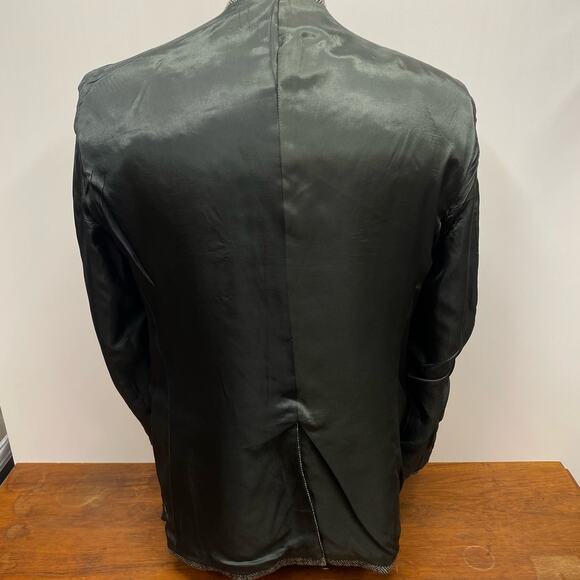 Towncraft 100% Shetland Wool Gray Herringbone Men 44L Blazer 2 Button Sport Coat - Picture 9 of 11